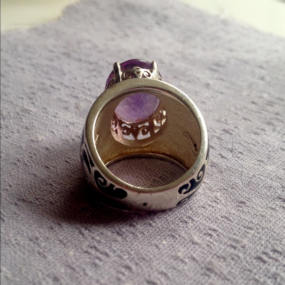 Big Amethyst & Silver Statement Ring - image 6